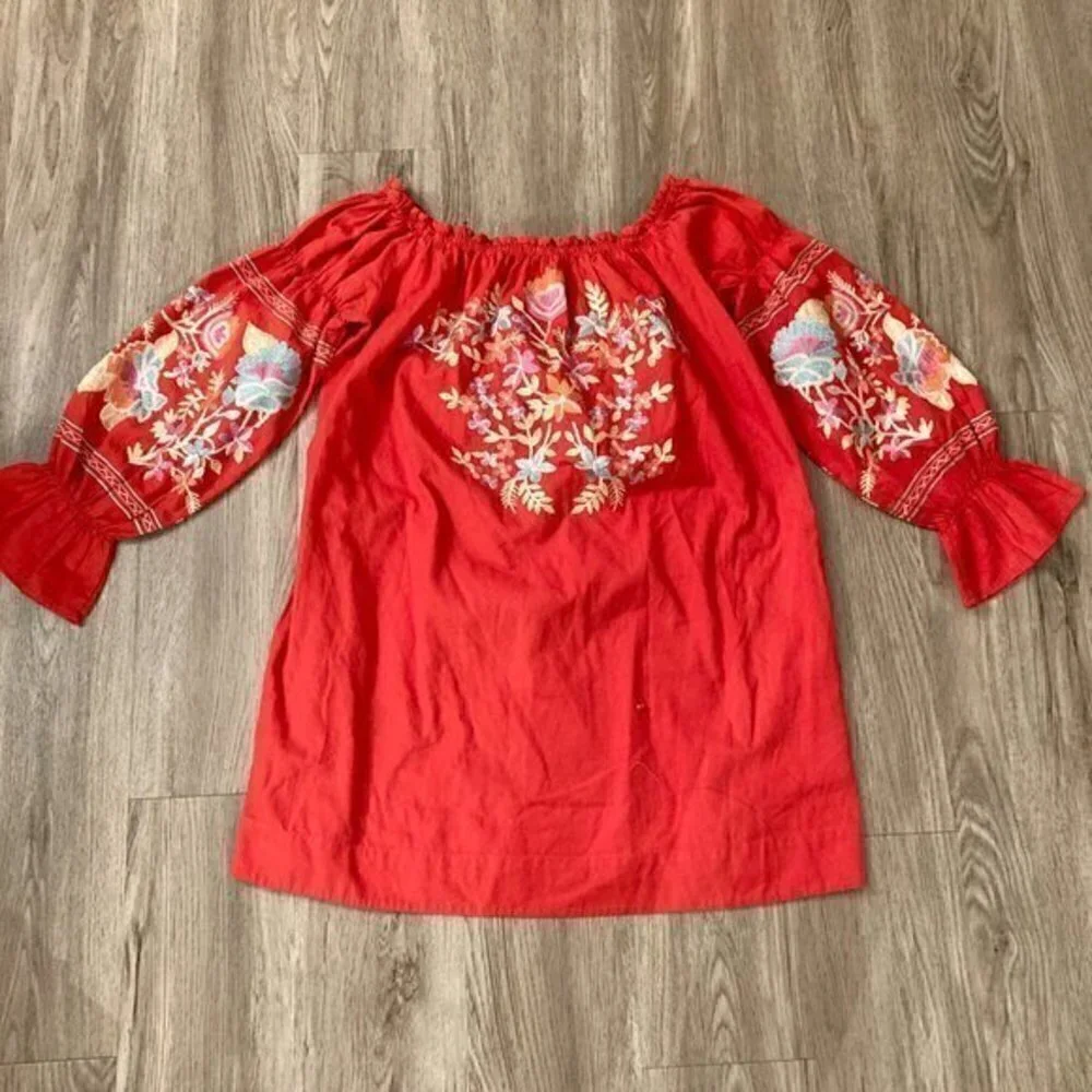 Free People Fleur Du Jour Red Mini Dress with Pockets Size S NWOT - Picture 2 of 9